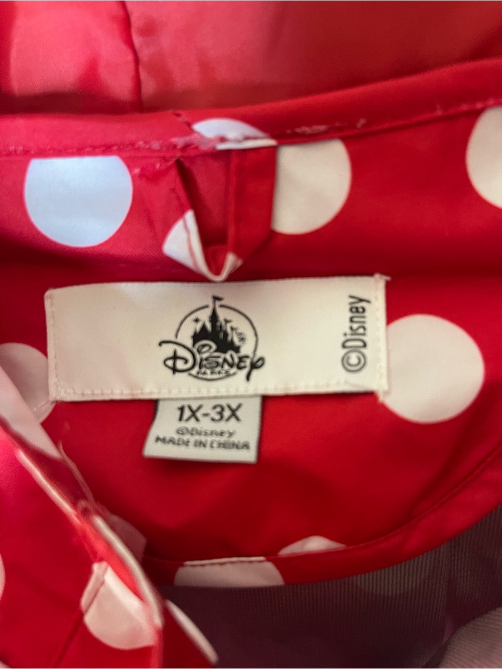 Disney Red and White Polka Dot Raincoat Sz 1X-3X - Picture 3 of 7